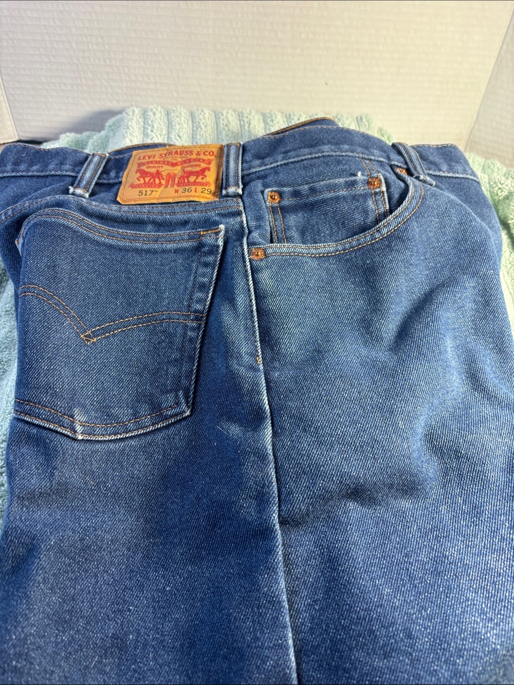Levi's Dark Blue Denim 517 Straight Jeans 36x29